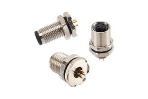 Industrial M5 European Standard PCB Mount Waterproof Pinhole Type Front Rear 3 4 Pin Aviation Connector Socket