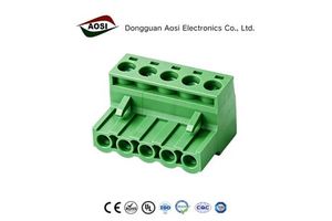 AOSI 5.08mm Plug-In Terminal Block Connector 2EDG 2-12 Pin PCB Screw Socket Push-In Connection Copper Alloy Green 28-12AWG