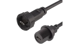 Waterproof Type c Connector Micro USB Back Mountded Female Socket With Cable 0.3M 0.5M 1M Threaded Type