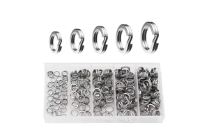 Heavy-Duty 200pcs Stainless Steel Split Ring Kit Fishing Lures Connectors Jigging Tackle Fishing Accessories Split Rings Set