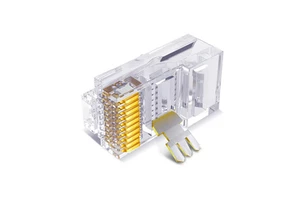 Cat6 RJ45 Connectors 100-PACK Ethernet Cable Crimp Connectors UTP Network Plug for Solid Wire and Standard Cable Transparent