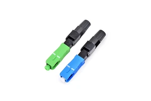 FTTH Quick Assembly Fiber Optic Connector No Polish Installable Connector Low Insertion Loss Green Blue SC Connector Butterfly