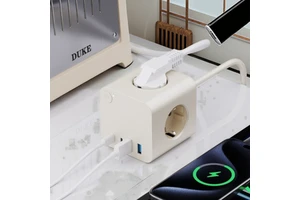 KC Portable Cube Power Socket EU Standard Smart Plug With 3 AC Outlets 2 USB and 2 TYPE-C 16A Rated Current 1.4M Cable