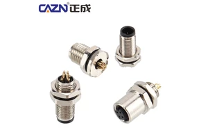 M5 Connector Socket 3 4 Pins Solder Screw Type Circular Male And Female Front Back Metal Socket