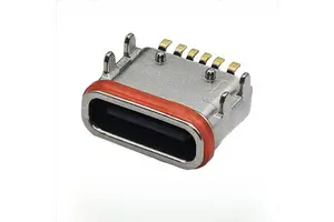 IPX7 Waterproof 6-Pin USB Female Socket TYPE-C Connector with Powder Metallurgy Housing and Gasket