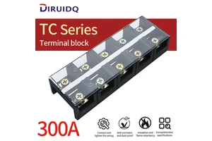 TC-3003 300A 600V Brass Bolt Connection Barrier Terminal Block >30 AWG Conductor 3-5 Poles for Industrial Applications