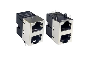 Industrial-Grade Cat6 2X1 Short Body Half Package RJ45 Ethernet Connectors for PCB Solar Power Systems Multi-Port Shielded