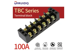 TBC-1003 100A 600V Brass Bolt Connection Barrier Terminal Block >30 AWG Conductor 2-10 Poles for Industrial Applications