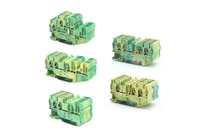 Double Level Terminals Brass Contact Rail Mounted Spring Terminal Block Connectors