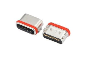 Waterproof IP67 Shell 6.5MM Long Type C 16 Pin SMT Female Connector USB 3.2 / 3.1 with Die Casting Shell & 4 Shell Tails DIP Typ