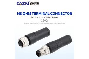 M8 Male Female 120Ω Ohm Terminal Plug Copper Gold-Plated Contact Material 3 4 Pin Connector Plug