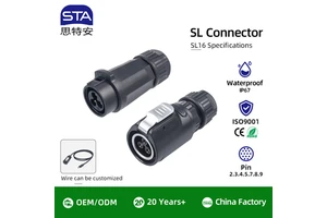 Waterproof Cable Connector LP16 Male Aviation Plug Socket Flange Power Terminal Straight For LED PCB Straight
