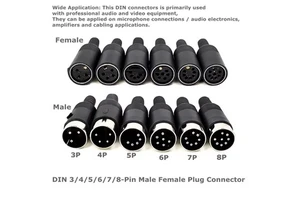 for Secure Audio and Video Connectivity DIY DIN 3pin 4pin 5pin 6pin 7pin 8pin Male Female Plug Connectors - Black Plastic Handle