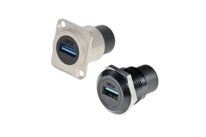 USB 3.0/2.0 D-type Round Data Network Extension Transmission Straight-Through Panel Mount Interface Female Connector 5V Copper