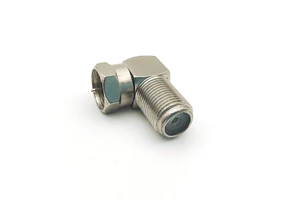 Nickel Plated Right Angle F Male to Female Coaxial Cable Connector for TV Antenna