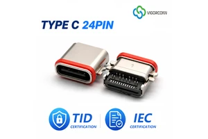 IEC TID Certified USB Type C 24 Pin Receptacle Connector for Custom OEM Electronic Control PCB Modules