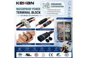 IP66 Waterproof Power Terminal Block 3-Pin Splicing Copper Silver Plating 350A Rated Current For Solar Power LED