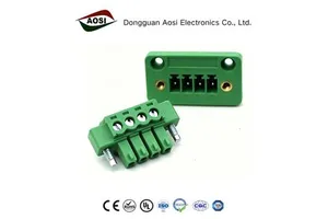 AOSI 15EDG 3.81mm Pitch 2-8 Pin Plug Header Socket Set Through-Wall 300V 8A PA66 ROHS/CE Certified Copper Alloy Terminal Blocks