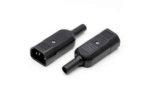 AC250V 10A 3 Pins Terminals Panel Mount IEC C14 Male + C13 Female Inline Adapter Plug Power Socket Connectors