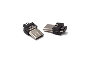 Micro USB 2.0 Type B Male Connector with Long 5-Pin Solder Tin Contact Finish Phosphor Bronze