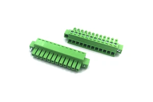 DEYCONN 3.81mm Pitch 12P Green PA66 Terminal Blocks Ear Pluggable Flathead Screw Terminals for PCB Push-in Connection Bagged