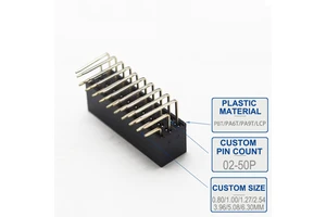 2.54mm Pitch Triple Row Right Angle Female Header 3-120P Pin Socket for Industrial PLC, Medical Devices & Backplane PCB