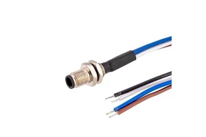 CAZN M5 Male Back Mount Socket Solder Type 3pin 4pin Front Locking Receptacle Connector With 30cm Wires