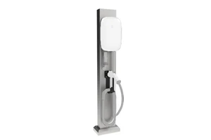 JH-Mech Single-Sided Charging Stations Column 54.84 in High Floor-mount Weather Resistant Silver Outdoor Steel Wallbox Stand