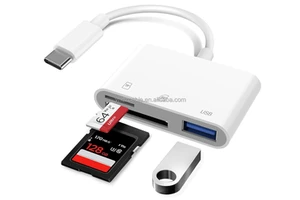 SD Card Reader with USB Camera Adapter Plug and Play Trail Game Camera SD Card Viewer Supports SD and TF Card Adapter for iPad