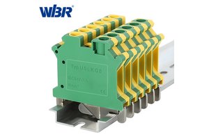 USLKG 6N Grounding DIN Rail Screw Terminal Block 6mm² (10 AWG) PE Connector