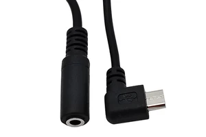 15cm Micro USB Jack To 3.5mm Adapter Socket Audio Cable Braided Right Up Down Left Angle Micro USB To DC3.5 Male To Female Cable