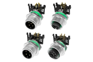 M12 Sensor Connector 2-17 Pin A B D X Y Code Industrial Panel Mount Angled Grounded Male Female Socket PCB Waterproof Connector