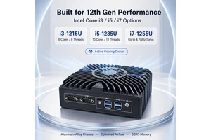 12th Gen Intel Core 3 HDMI Triple Display Dual COM 3x2.5G LAN Active Cooling DDR5 4G 5G Ready Office Industrial Mini PC