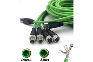 M12 Power Supply Adapter Ethernet Connectors 4Pin 5Pin Signal Cable with Male/Female Copper Contact