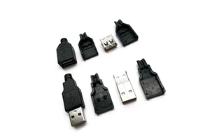 USB Connector Type F Female Power Pin Silver Customizable Length