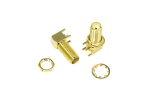 Factory Price SMA Female Jack Hembra Bulkhead 90 Degree Right Angle RA PCB Edge Mount RF Coaxial Connector 19mm Thread Length