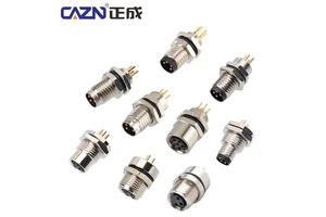 CAZN Aviation M8 Socket 3 4 5 6 8-Pin Female Solder Type Waterproof Connectors Front & Back Panel Mount Connector