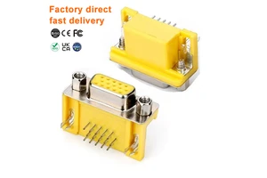 High Density D-Sub DB15 Female Right Angle PCB Connector 15Pin VGA Socket with Lock Screw for Industrial Wire Harness