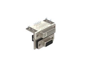 Denentech Premium Quality D-Sub Connectors Hot Selling Dual Port DR9P Female + DVI24+5 Right Angle DIP Connector with Screw