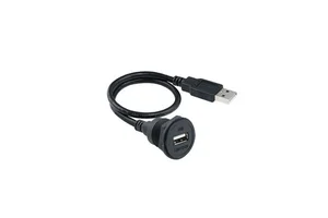 M22 USB 2.0 Panel Mount Socket, Waterproof Female Connector with Extension Cable 0.1-5M Options