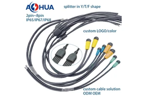 Led Lighting Customized Multiple Wires 2 PIN Male Female Waterproof Y Cable Connectors