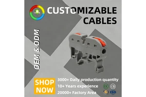 Screwless Spring Design Nickel-Plated Copper 300V Feed 32A 28-12AWG Push-In Connection DIN Rail Connectors Terminal Block