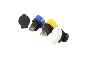 IP67 Waterproof USB 2.0 Connector Aviation Plug Circular Industrial USB Connector with Dust Cover Female Plastic Copper Plugs