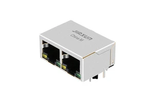 RJ45 Connector Dual Port Unshielded With Integrated Magnetics LED Ethernet Socket for Industrial Motherboards Network