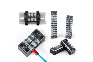15A 3P 600V Double Row Screw Fixed Type Terminal Block 20-16 AWG Brass Conductor Wire Connector TB1503 Covered Barrier Terminal
