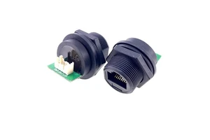 Ethernet Connector Communication Socket Panel Mount 8P8C IP67 Waterproof RJ45
