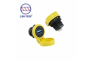 USB3.0 Waterproof Connector TYPE-A Soldering Female Connector with Dust Cover Transmission Cord Industrial Robot Equipment