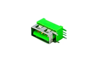 USB 2.0 Type a Female Connector 90 Degree DIP 5A High Current Fast Charging Green Insulator Short Body 10.0mm