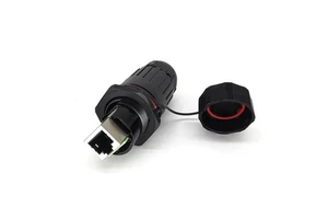 RJ45 Shielded Round Panel Mount Coupler Connector With Dustproof Cover