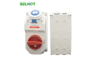 Waterproof Industrial Plug Socket Mechanical Interlock Power Switched Brass Contacts PC Housing Heavy Duty Equipment